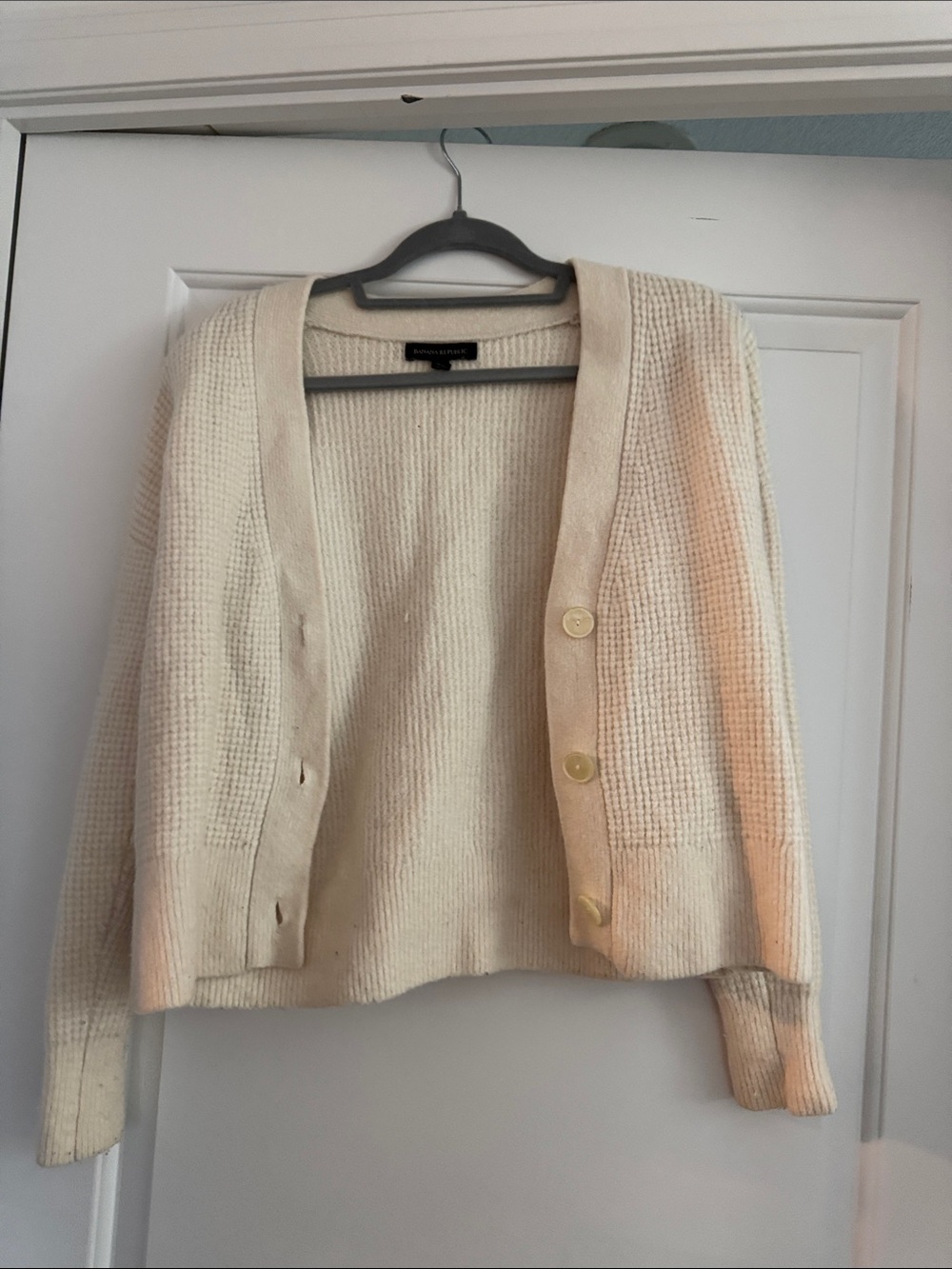 Cream Button-Front Women's Cardigan Sweater